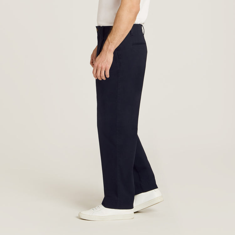Men wearing Navy Wide Leg Chino Pants