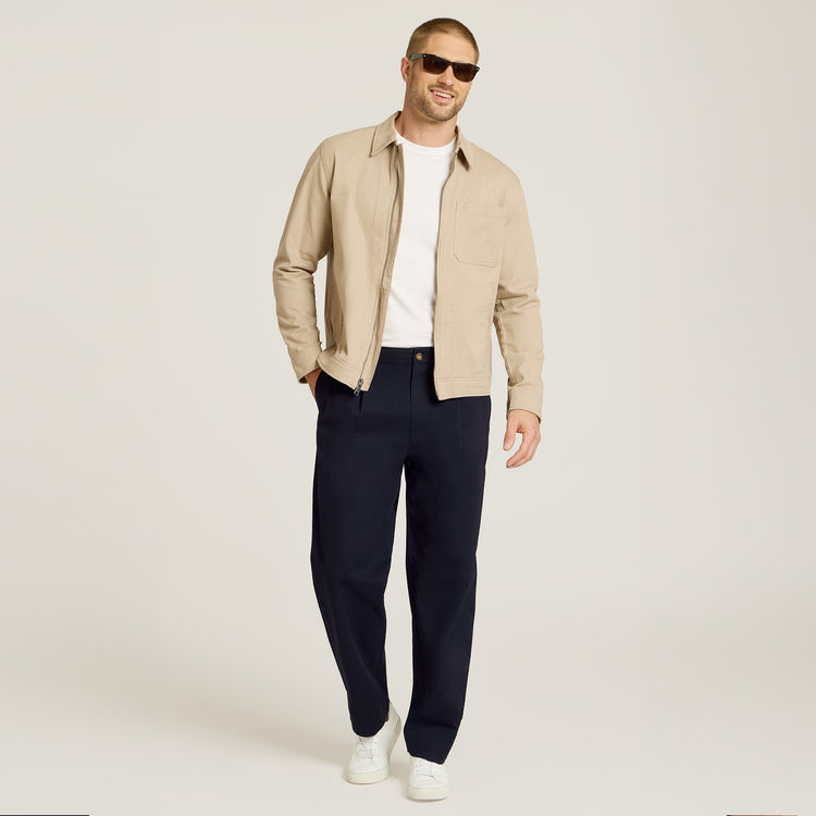 Men wearing Navy Wide Leg Chino Pants