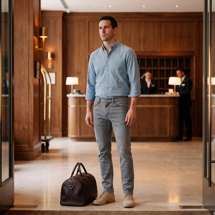 Men wearing Light Gray Slim Stone Jeans