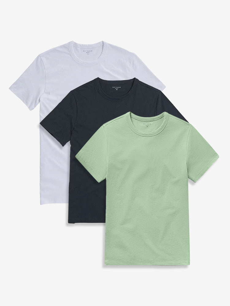 wearing Pistachio/Pine/White Classic Crew Driggs 3-Pack