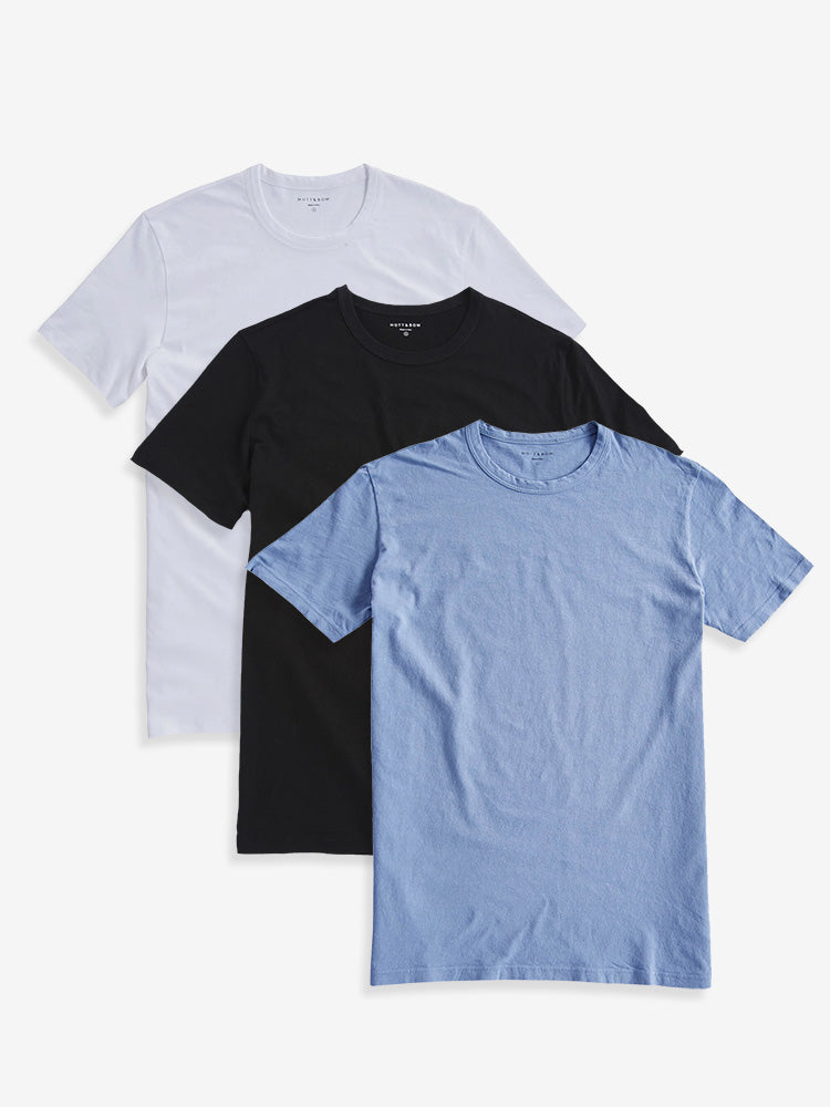 Men wearing Black/White/California Blue Classic Crew Driggs 3-Pack