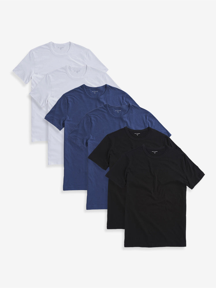 Men wearing Black/White/Baltic Blue Classic Crew Driggs 6-Pack