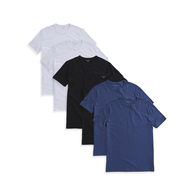 Men wearing Black/White/Baltic Blue Classic Crew Driggs 6-Pack