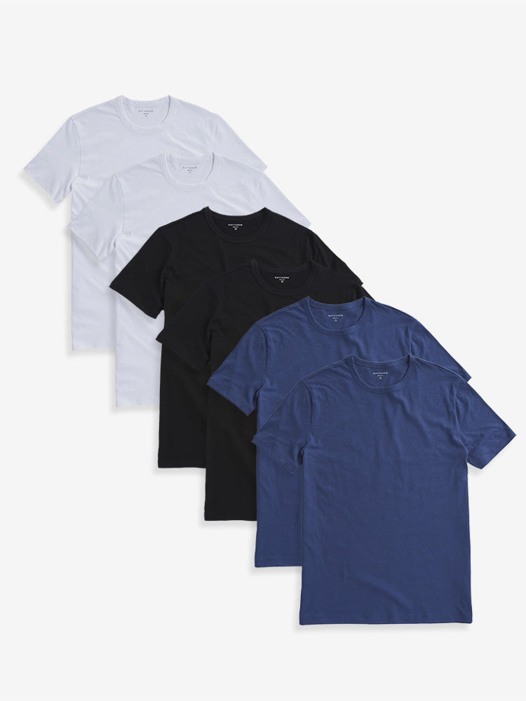Men wearing Black/White/Baltic Blue Classic Crew Driggs 6-Pack