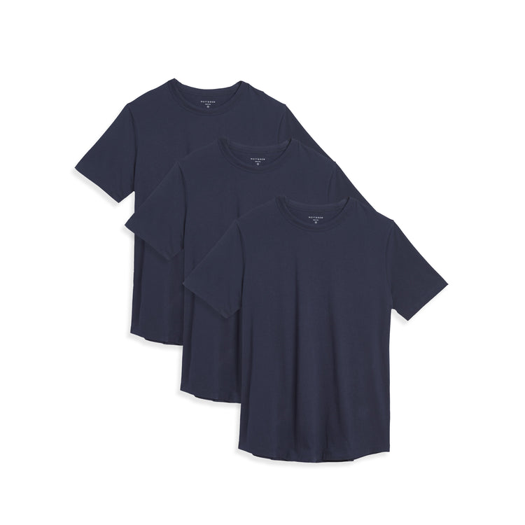 Men wearing Navy Curved Hem Driggs 3-Pack