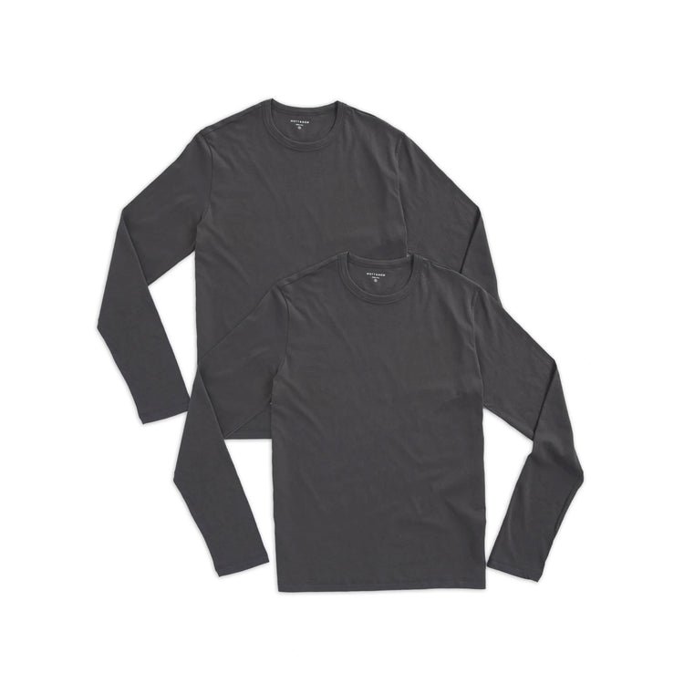 wearing Dark Gray Long Sleeve Crew Tee Driggs 2-Pack