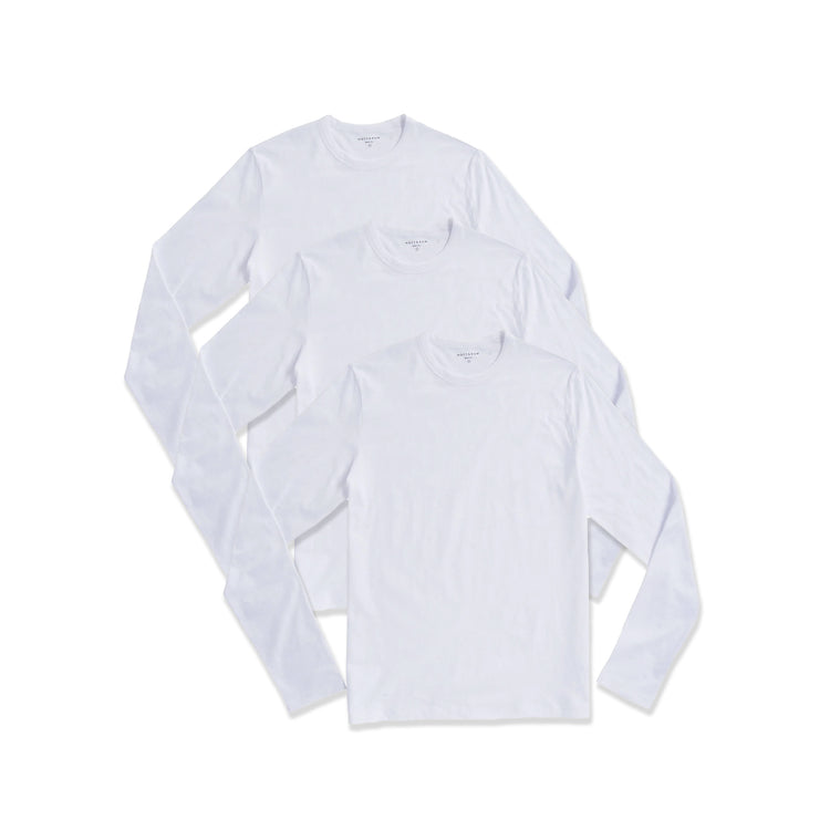 Men wearing 3 White Long Sleeve Crew Tee Driggs 3-Pack