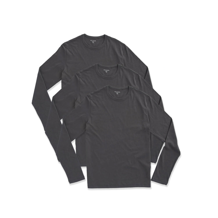 Men wearing Dark Gray Long Sleeve Crew Tee Driggs 3-Pack