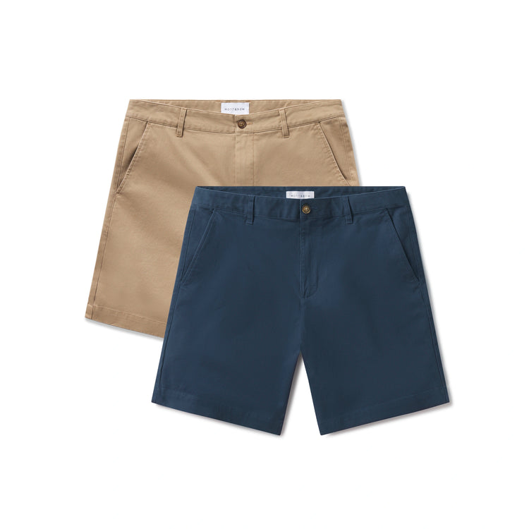 Men wearing Riverside/Khaki Stretch Chino Short 2-Pack