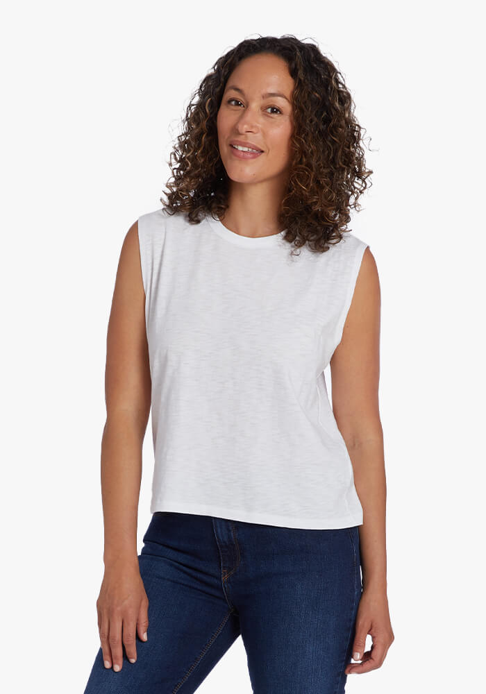 Women wearing Blanc Relaxed Slub Tank