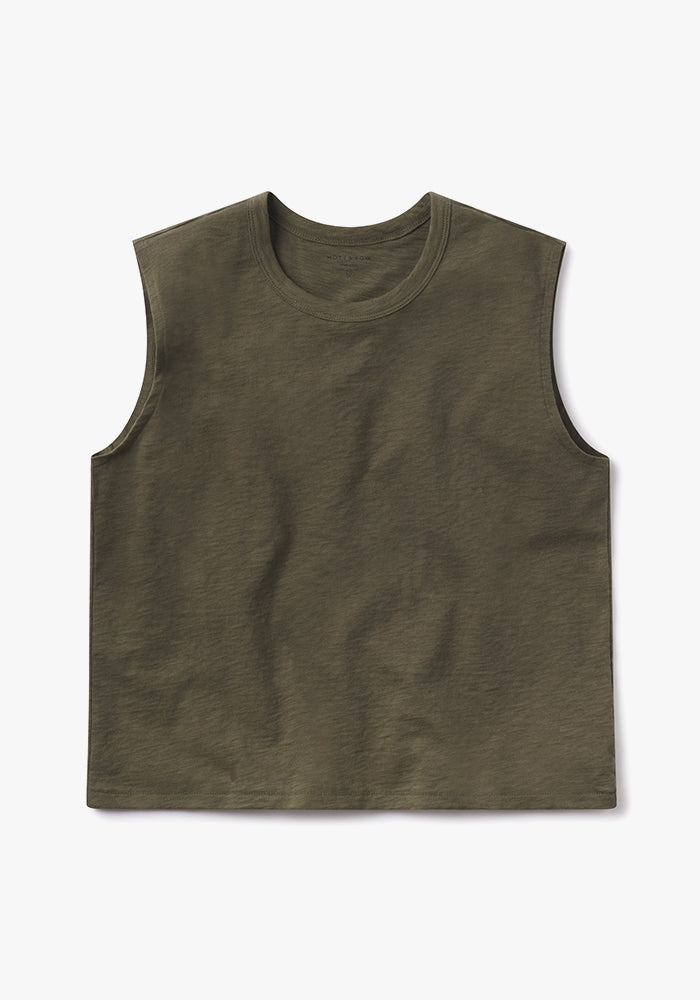 Women wearing Vert Militaire Relaxed Slub Tank