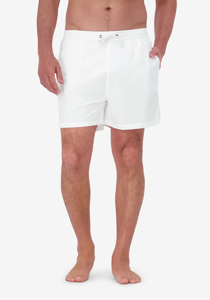 Men wearing White Swim Trunk