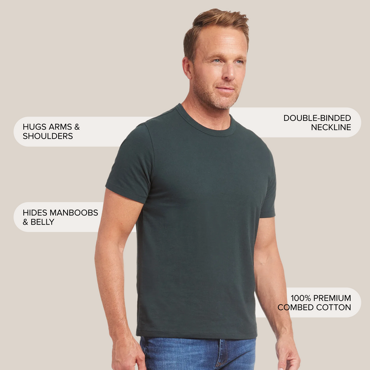 Men wearing Pine Classic Crew Driggs Tee