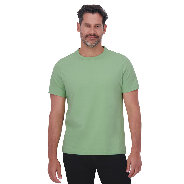 Men wearing Pistacho Classic Crew Driggs Tee