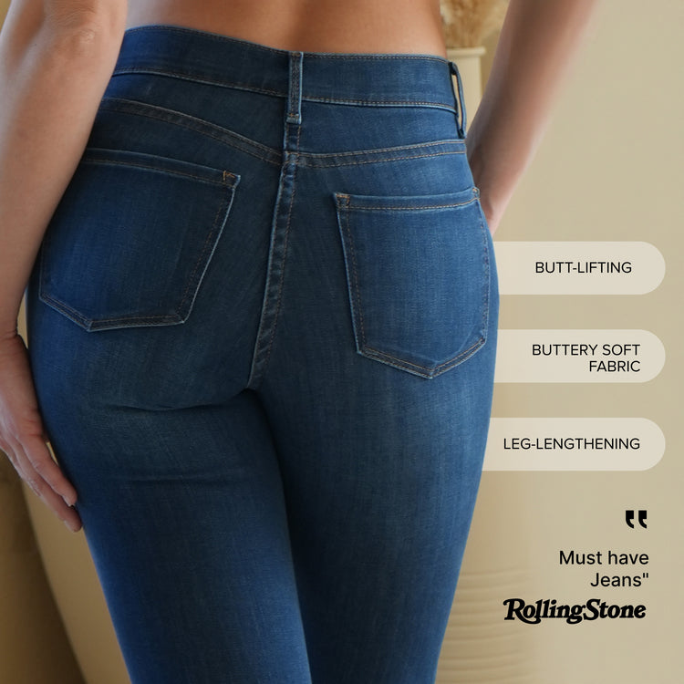 Women wearing Bleu Médium High Rise Skinny Jane Jeans