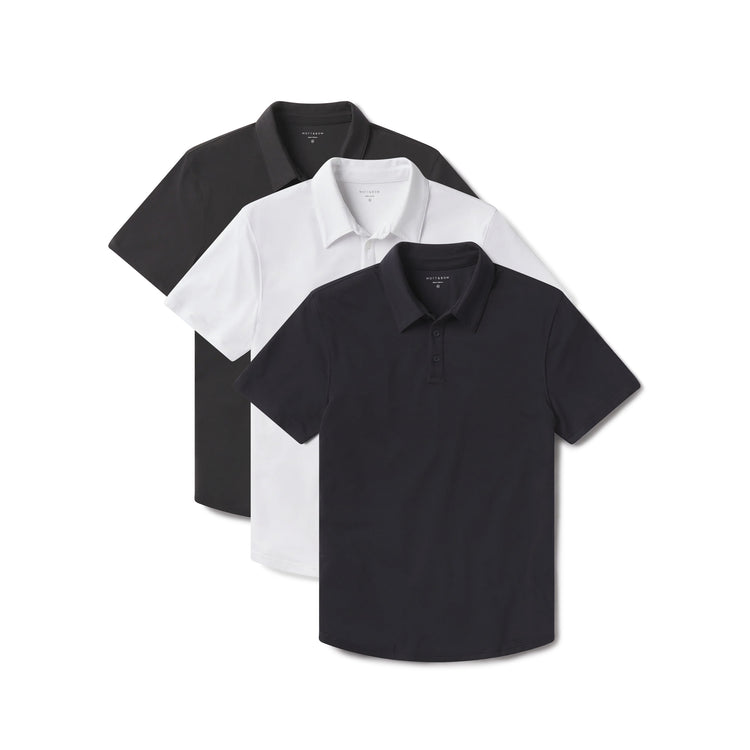 Men wearing Navy/Dark Gray/White Luxe Performance Polo 3-Pack
