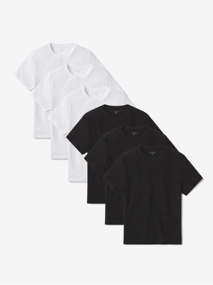 Men wearing White/Black Luxe Stretch Tee 6-Pack