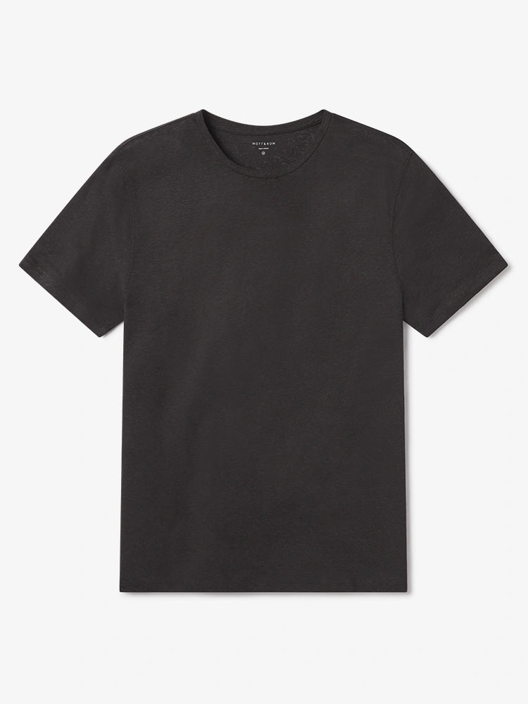 Men wearing Dark Gray Linen Blend Crew Tee