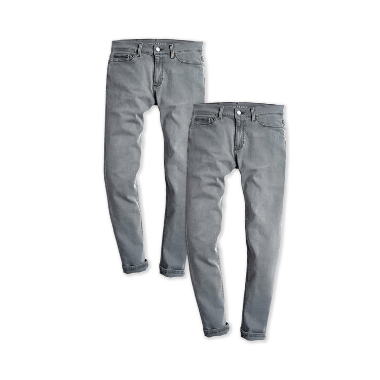 wearing Light Gray Slim Stone 2-Pack Jeans