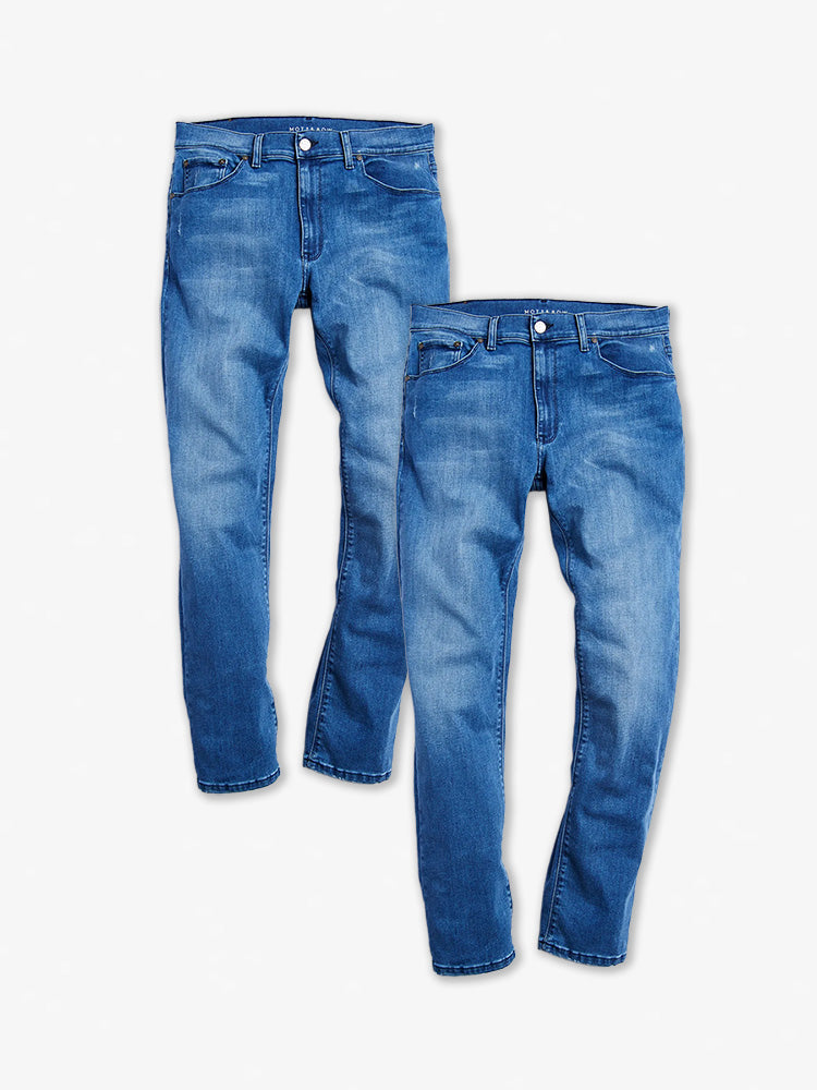 wearing Medium Blue Straight Staple 2-Pack Jeans