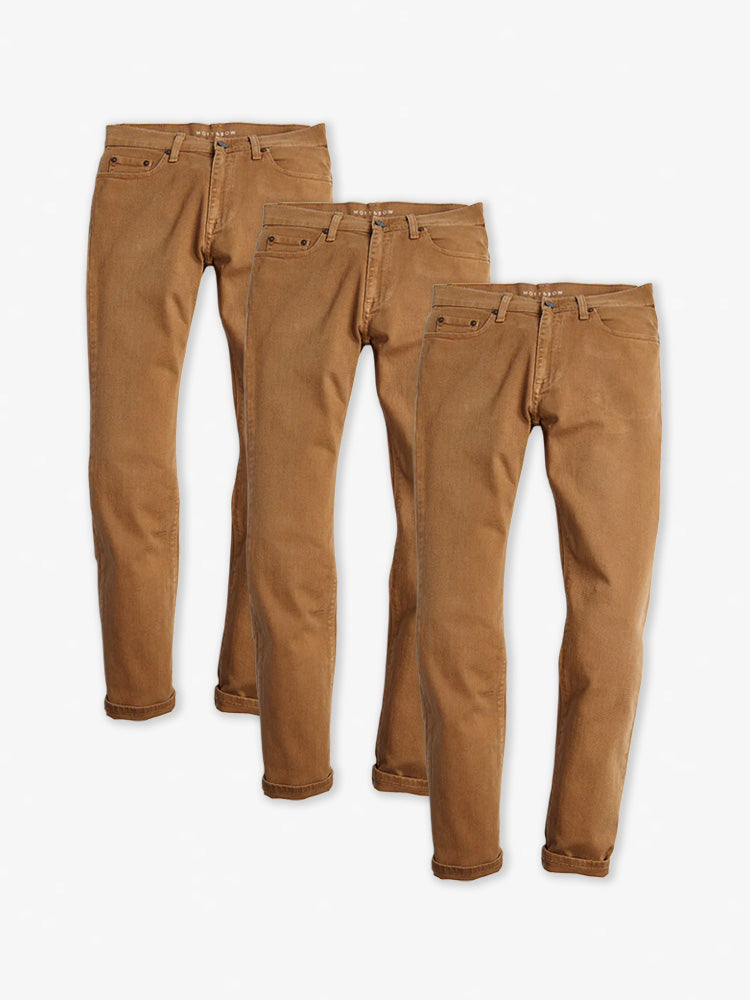 wearing Khaki Straight Mercer 3-Pack Jeans