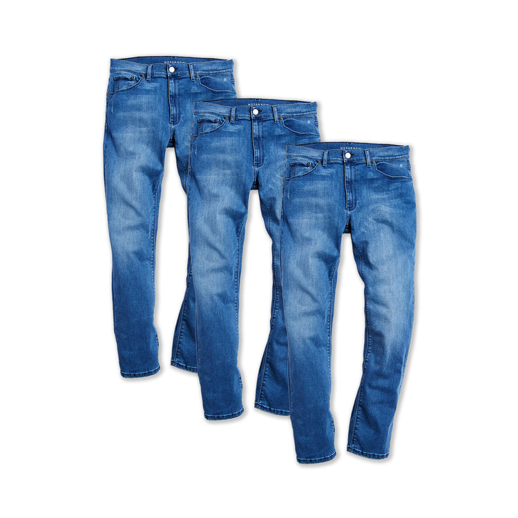 wearing Medium Blue Straight Staple 3-Pack Jeans