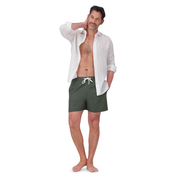 Men wearing Olive Swim Trunk