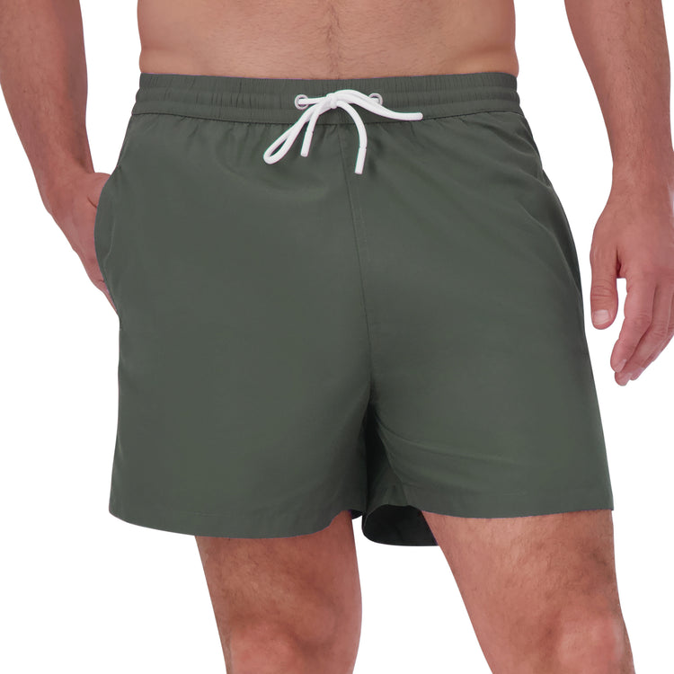 Men wearing Olive Swim Trunk