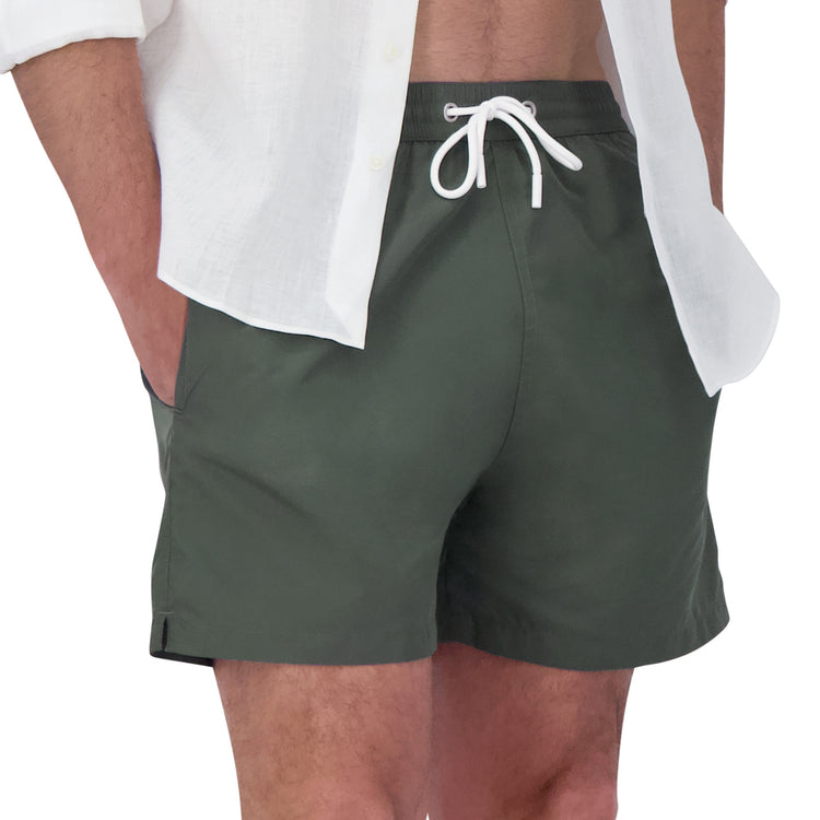 Men wearing Olive Swim Trunk