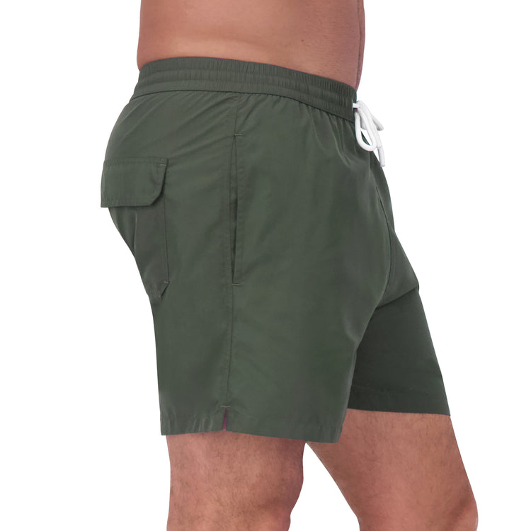 Men wearing Olive Swim Trunk
