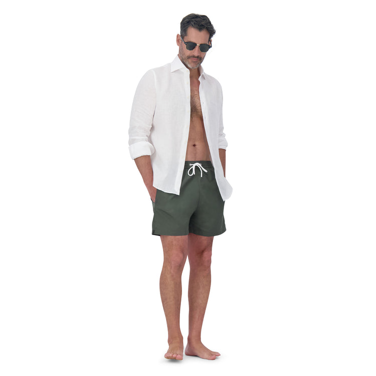 Men wearing Olive Swim Trunk