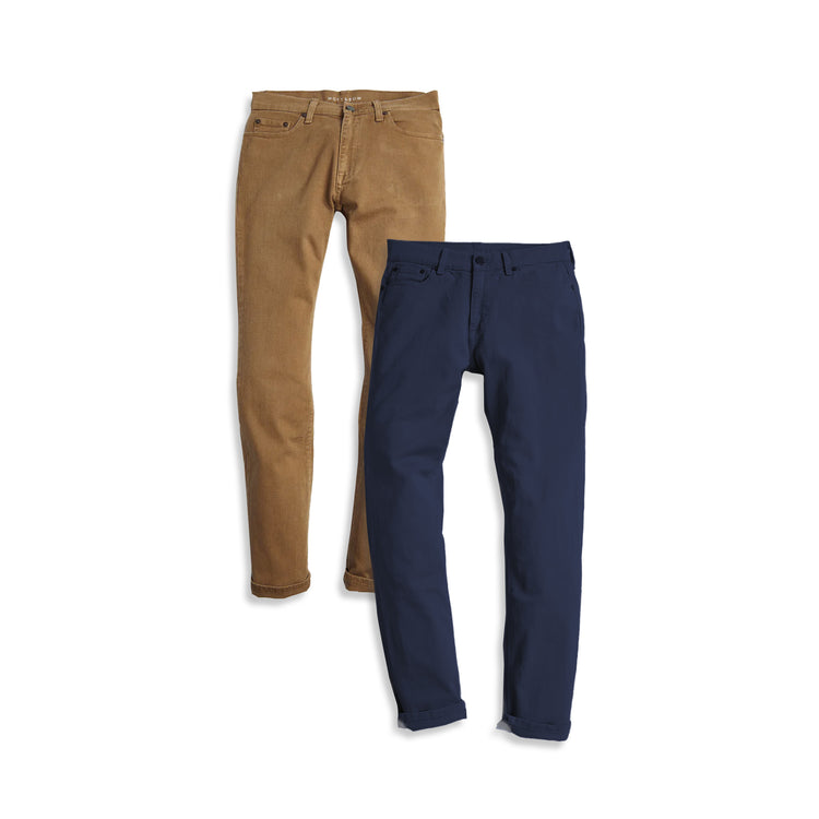 Men wearing Khaki/Blue Slim Mercer Jeans 2-Pack