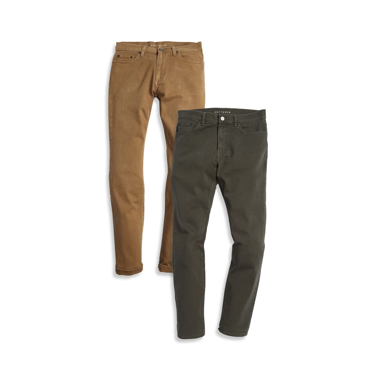 Men wearing Khaki/Military Green Skinny Mercer Jeans 2-Pack