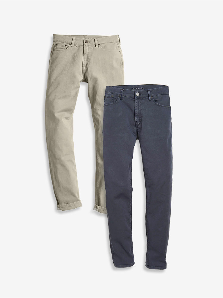 Men wearing Light Khaki/Slate Slim Mercer Jeans 2-Pack