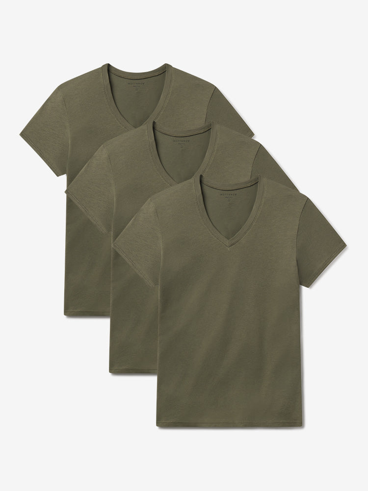 Women wearing Military Green Relaxed V-Neck Marcy Tee 3-Pack