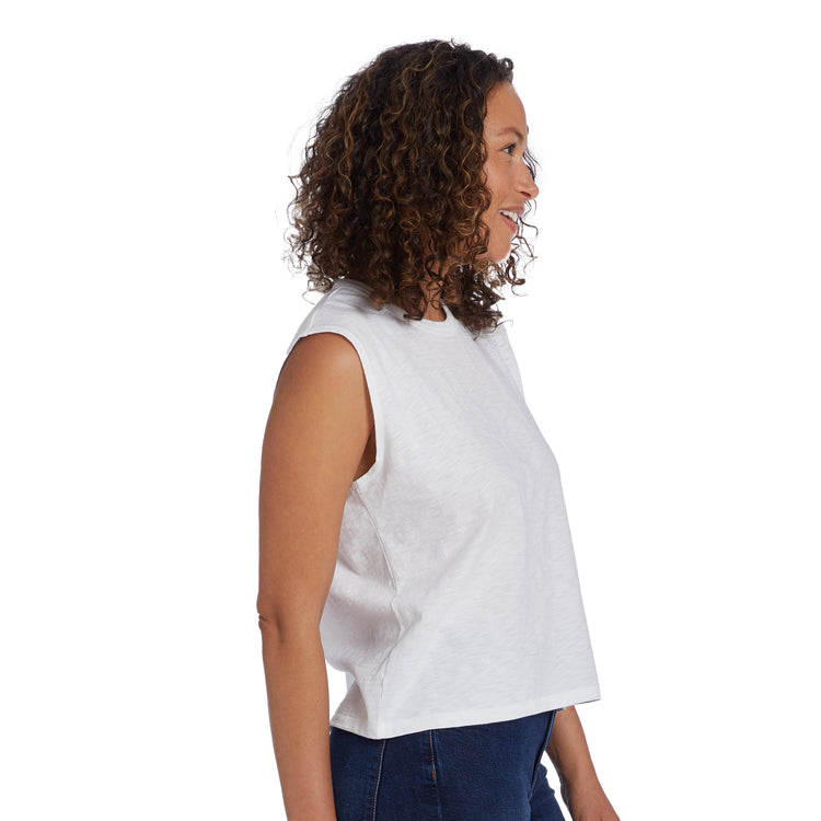 Women wearing Blanc Relaxed Slub Tank