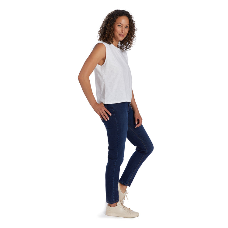 Women wearing Blanc Relaxed Slub Tank
