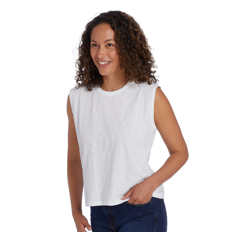 Women wearing Blanc Relaxed Slub Tank