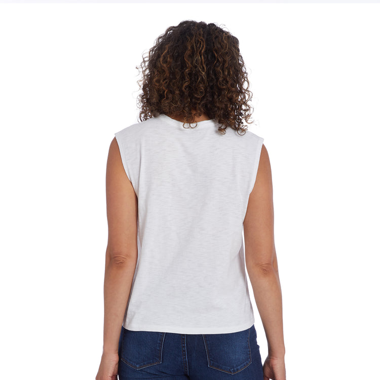 Women wearing Blanc Relaxed Slub Tank