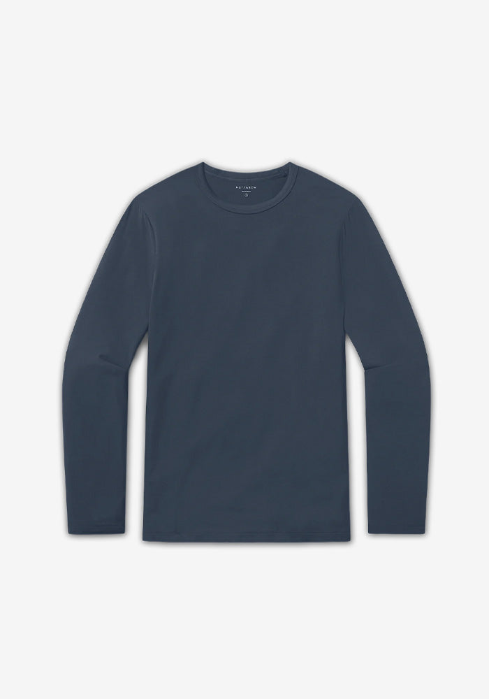 Men wearing Graphite Blue Pajama Long Sleeve Crew Neck