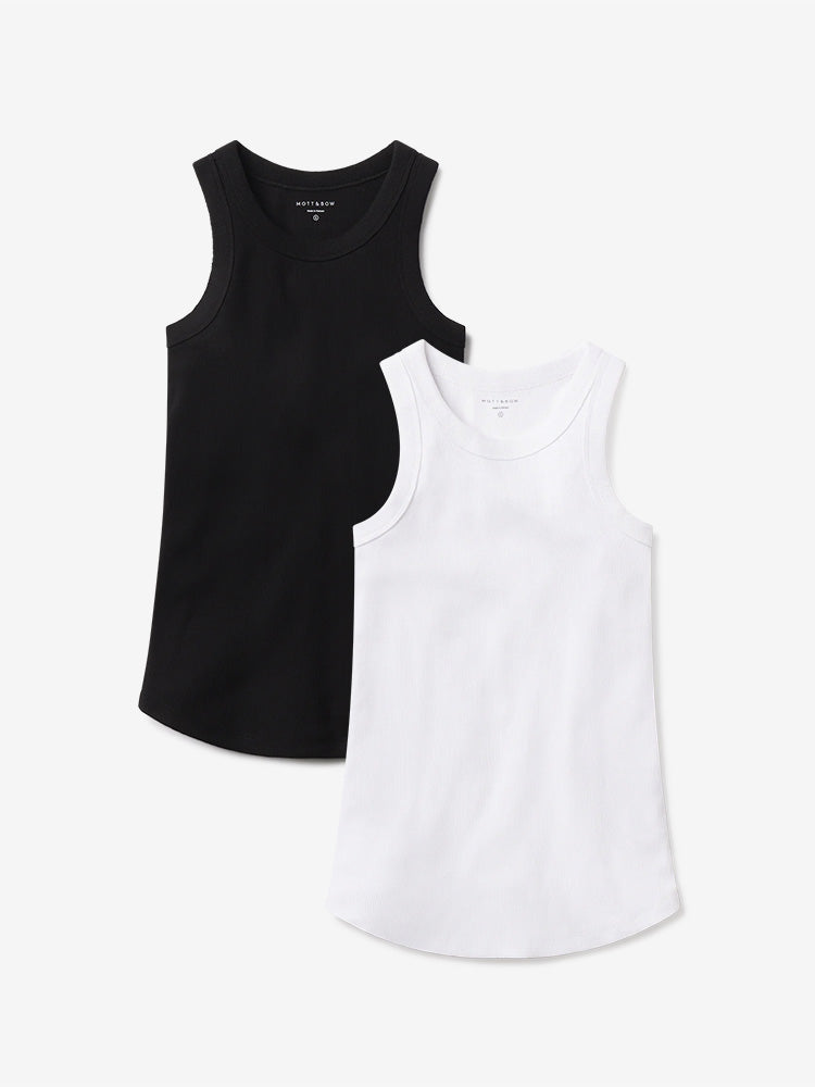 Women wearing White/Black Rib Tank Tee 2-Pack