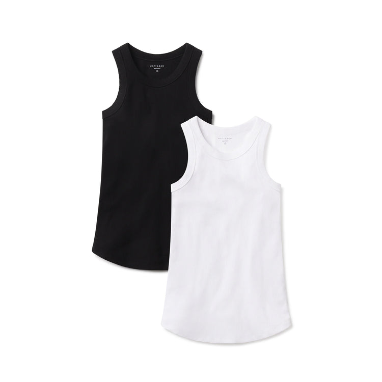Women wearing White/Black Rib Tank Tee 2-Pack