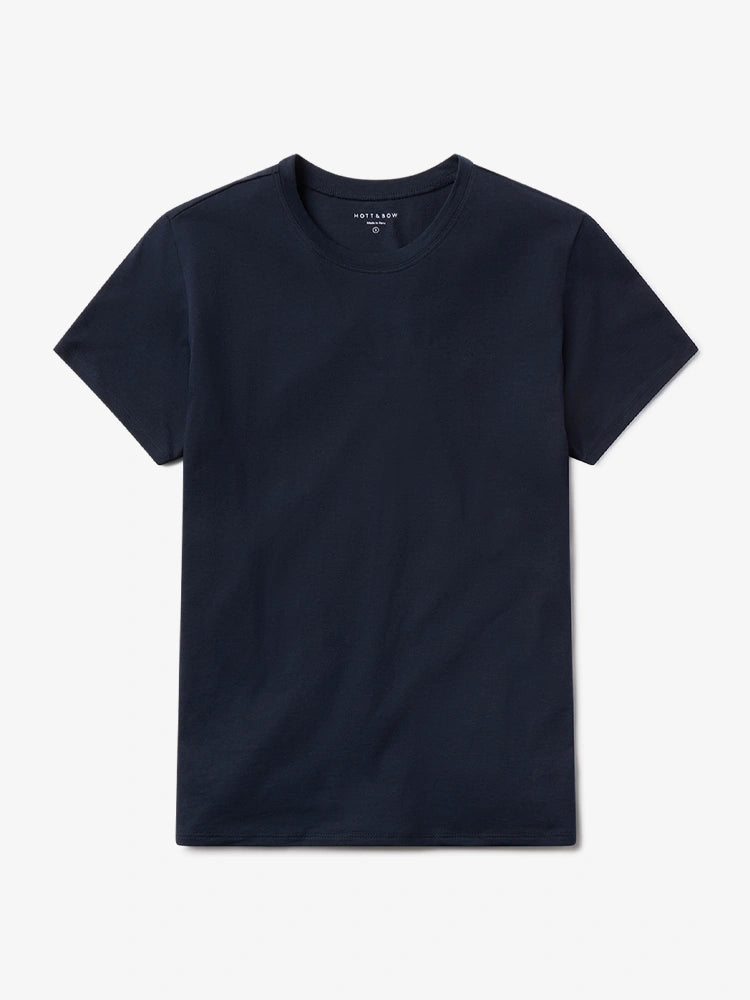 Women wearing Azul marino Relaxed Crew Marcy Tee