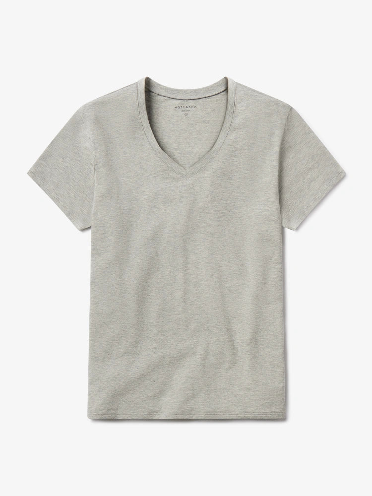 Women wearing Heather Gray Relaxed V-Neck Marcy Tee