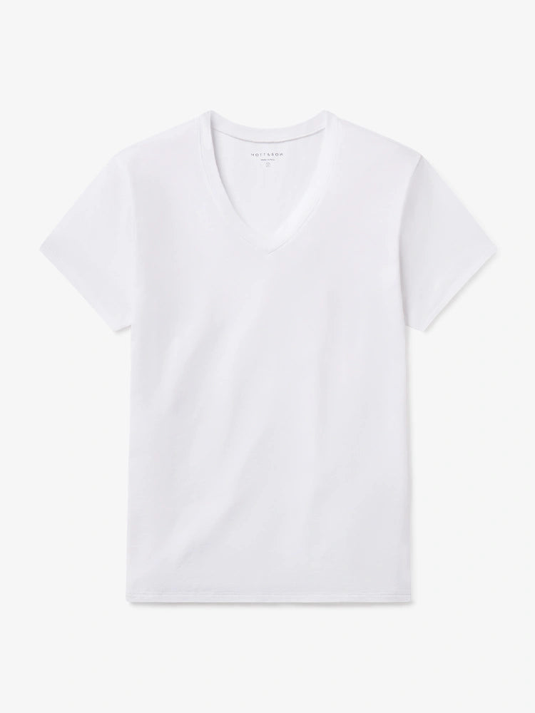 Women wearing White Relaxed V-Neck Marcy Tee