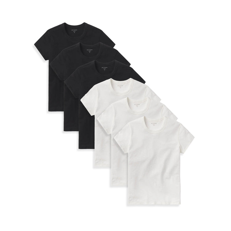 Women wearing Black/Bone Classic Crew Slub 6-Pack