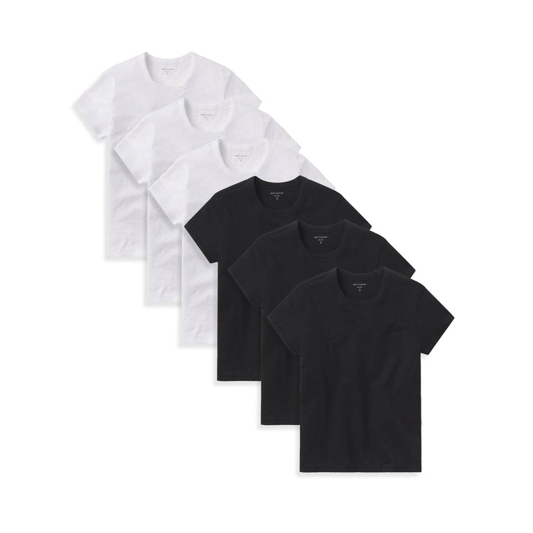 Women wearing White/Black Classic Crew Slub 6-Pack