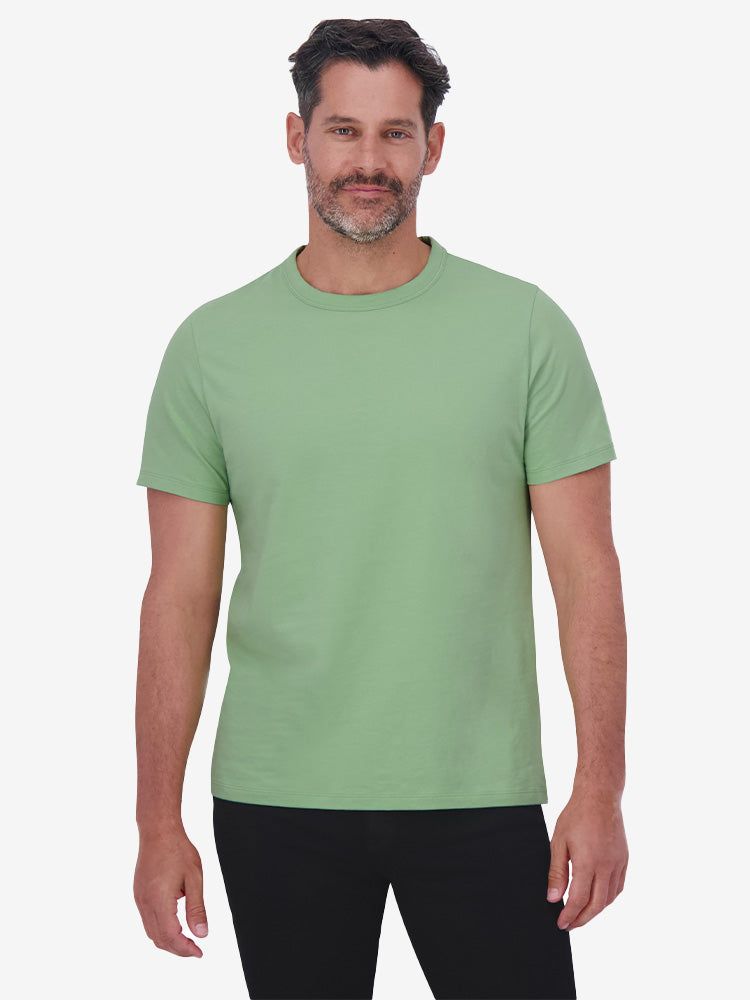 Men wearing Pistacho Classic Crew Driggs Tee