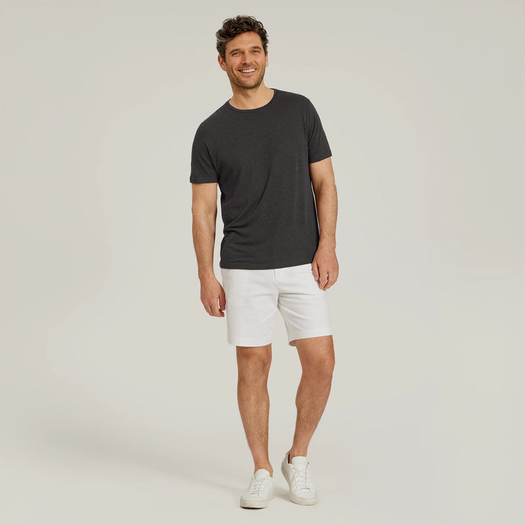 Men wearing Dark Gray Linen Blend Crew Tee