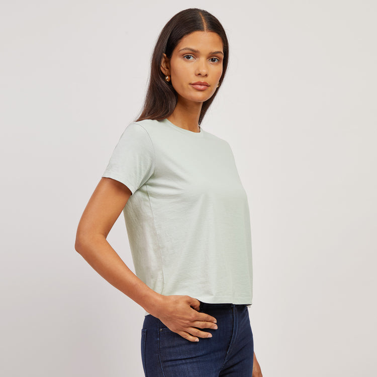 Women wearing Honeydew Everyday Cotton Crew Tee